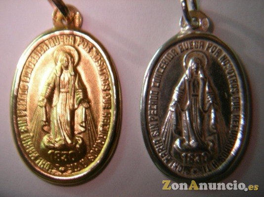 Medallas de virgenes y santos en oro y plata